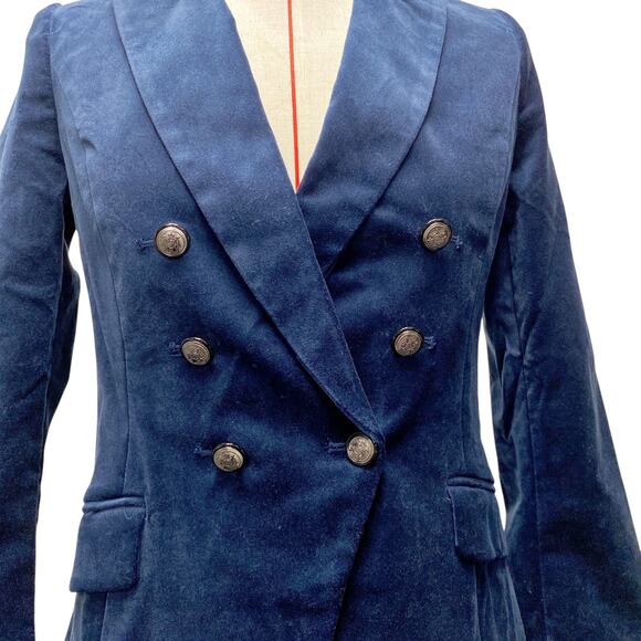 White House Black Market Womens Size 4P River Teal Velvet Trophy Blazer - Picture 3 of 8